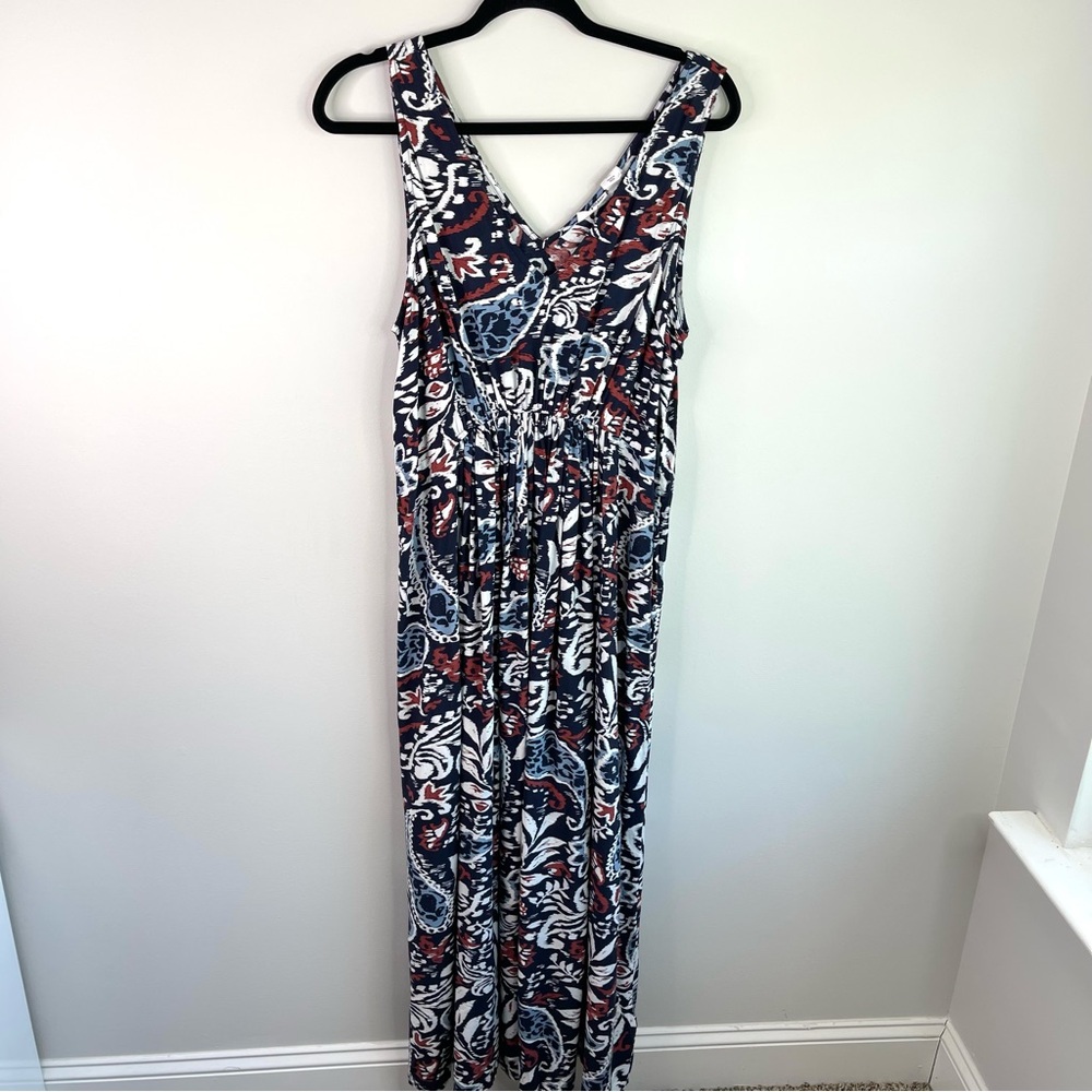 Lucky Brand Paisley Blue and White Sleeveless Maxi Sundress Size L